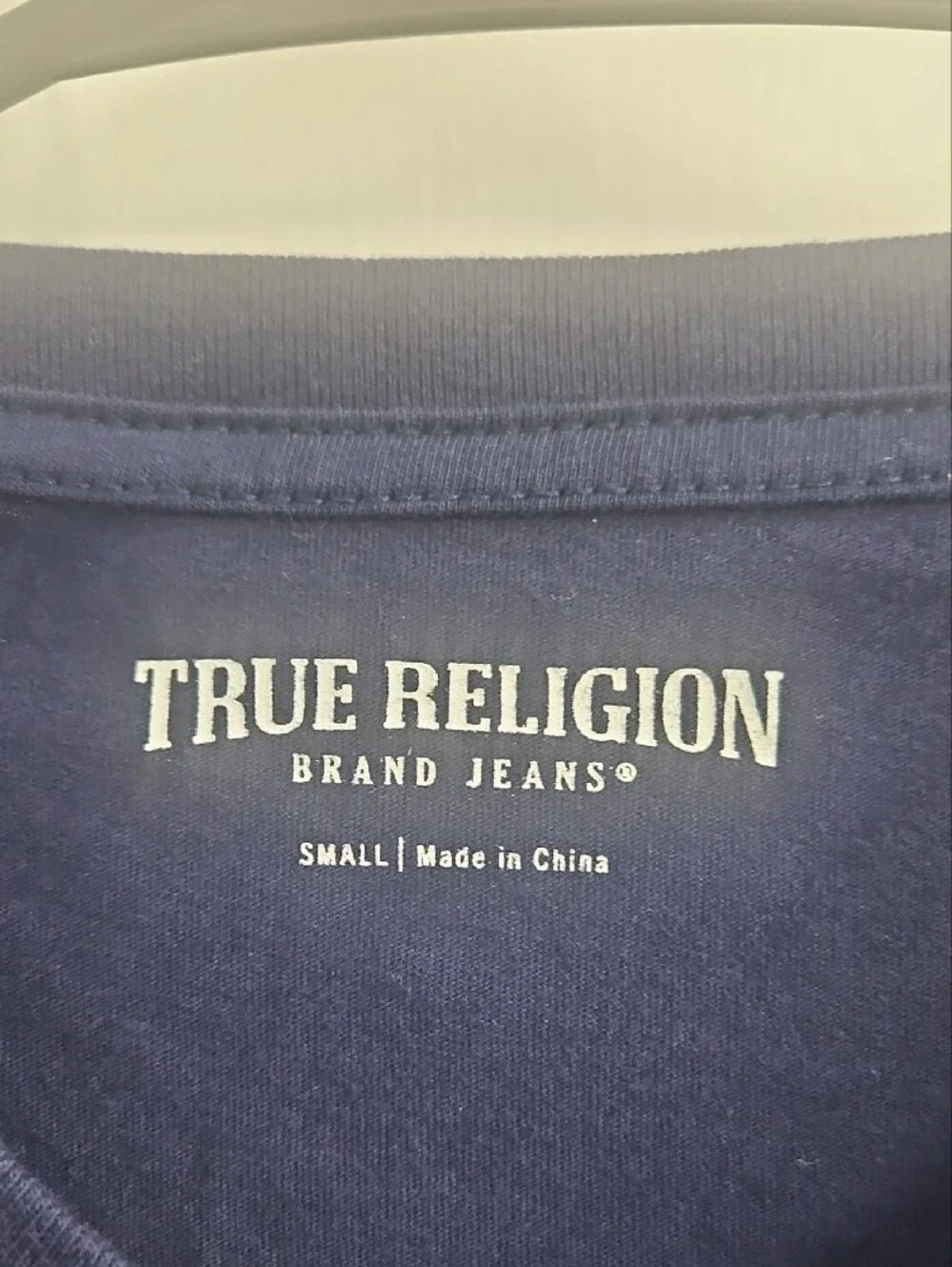 True Religion Navy T‑Shirt with Silver Logo Print